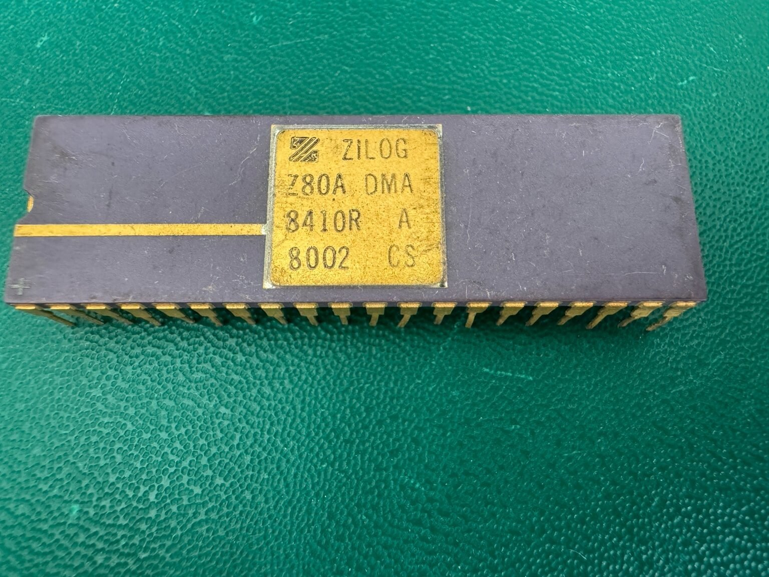 Zilog Z80A vintage CPU with gold pins