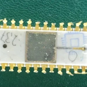 Vintage American White Ceramic Gold Lead IC Microchip