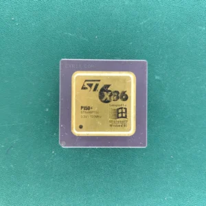 ST Cyrix Cx6x86 P150+ ceramic CPU with gold top on green background